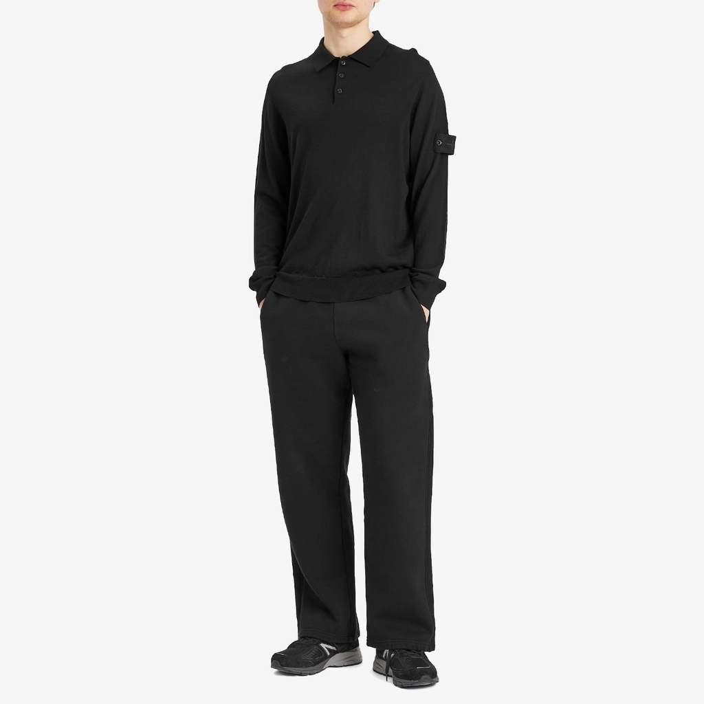 Stone Island Men's Ghost Piece Pure Wool Knit Polo Black